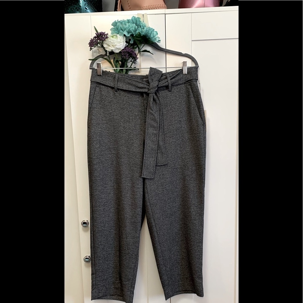 A New Day Dark Gray Cropped Tie-Waist Pants